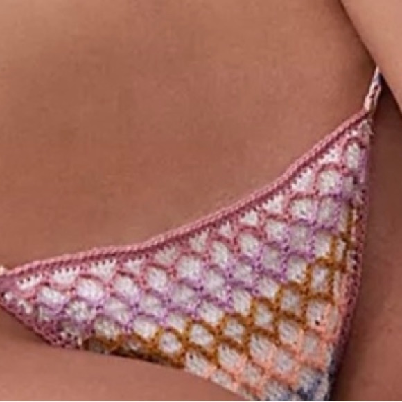 New Anna Kosturova x Free People Michelle Mesh Crochet XS Pink Handmade Bottoms - Picture 2 of 8